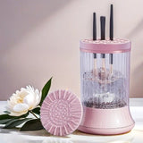 Dispozitiv Portabil de Curatare a Pensulelor de Machiaj, Vivimall, pentru Pensule de Diferite Dimensiuni, 5V, 7000RPM, Vibratii Sonice, USB Type C, 9x9x16 cm, Roz - vivimall.ro