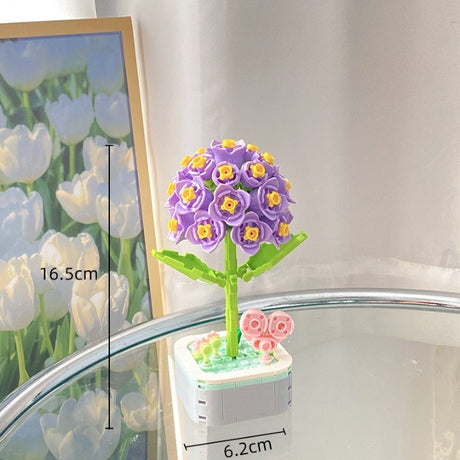 Set de Constructie Zambila in Ghiveci, Vivimall, 4 Ani, Ornament Creativ, 16.5x6.2 cm, Mov - vivimall.ro