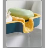 Savoniera Dubla, Vivimall, Sistem de Scurgere a Apei, din ABS, 14.5 x 18 x 3 cm, Albastru/Galben - vivimall.ro