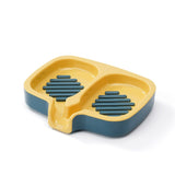 Savoniera Dubla, Vivimall, Sistem de Scurgere a Apei, din ABS, 14.5 x 18 x 3 cm, Albastru/Galben - vivimall.ro