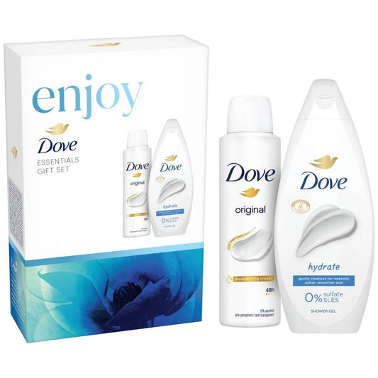 Set Cadou, DOVE, Sg250ml Deo150ml Hidrating, Gel de Dus 250 ml, Deodorant 150 ml - vivimall.ro