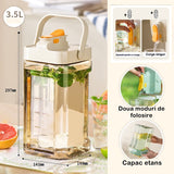 Dozator portabil pentru bauturi Vivimall, 3.5 litri, capac etans, duza deschidere/inchidere, recipent din plastic, gradat, filtru, maner, 29.7 x 14.1 x 14.4 cm, pentru diverse bauturi, alb - vivimall.ro