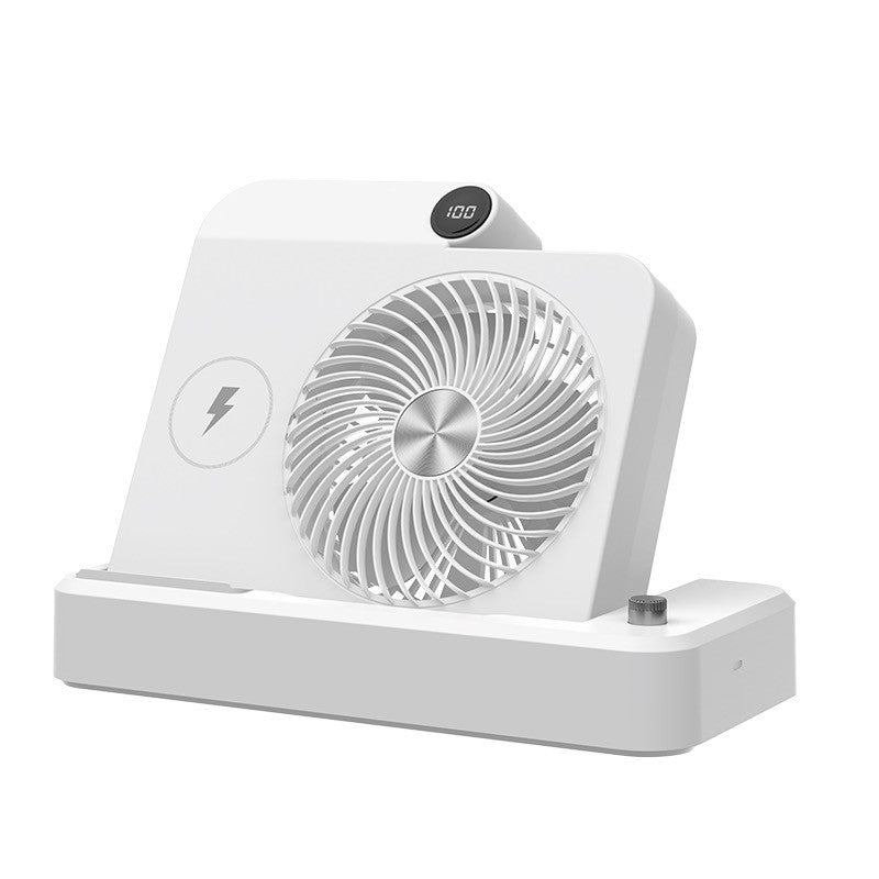 Ventilator 2in1, Flippy, Functie Incarcare Telefon Wireless, 100 Trepte de Viteza, 2400 mAh, 5V, 2A, 25 x 16.5 x 24 cm, Alb - vivimall.ro