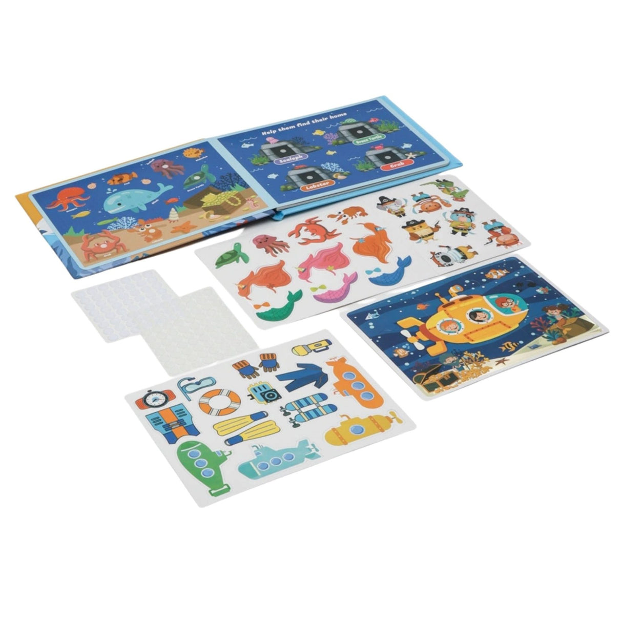 Detaliu stickere reutilizabile velcro Quiet Book Flippy, antrenament motricitate fină preșcolari