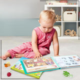 Toate cele 10 teme educaționale din Quiet Book Flippy Fructe și Legume, pagini deschise complet
