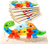 Puzzle lemn Montessori Flippy dezasamblat, 11 piese individuale colorate, vedere de sus
