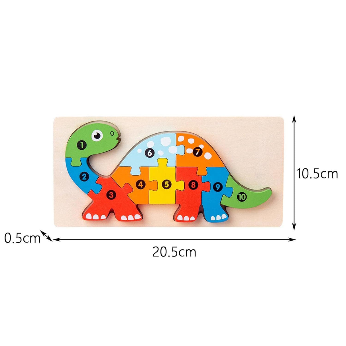 Copil mic manipulând piesele puzzle-ului lemn 3D Flippy Brachiosaurus, jucărie educativă 0-3 ani