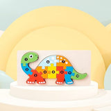 Puzzle lemn 3D Brachiosaurus Flippy, 11 piese asamblate, dimensiuni 20,5 x 10,5 cm, multicolor