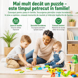 Detaliu vopsea ecologică non-toxică puzzle lemn Flippy, culori vibrante model iepure