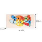 Puzzle lemn 3D Montessori Flippy, dimensiuni 20,5 x 10,5 cm, vedere de sus