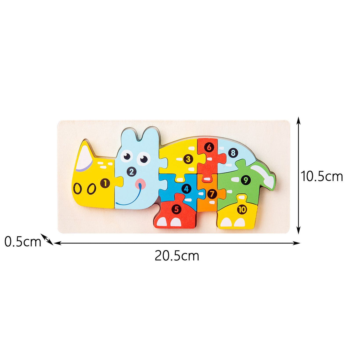 Copil mic asamblând puzzle lemn Montessori Flippy Rinocer, vedere de sus în timp ce joacă
