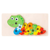 Puzzle din lemn 3D Flippy model Șarpe, 11 piese colorate Montessori pentru copii 0-3 ani, vedere frontală