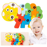 Puzzle lemn 3D Flippy Oaie alături de mâna unui copil, scala dimensiuni piese 0-3 ani
