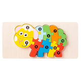 Puzzle din lemn 3D Flippy model Oaie, 11 piese multicolor, vedere frontală, jucărie Montessori 0-3 ani