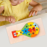 Detaliu vopsea ecologică non-toxică puzzle lemn Flippy, potrivit pentru copii 0-3 ani