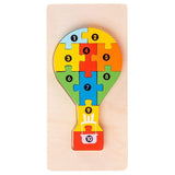 Puzzle din lemn 3D Flippy Montessori, model Balon cu Aer Cald, 11 piese multicolor, vedere de ansamblu