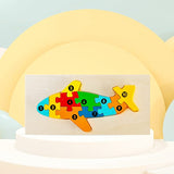 Puzzle educativ din lemn 3D Flippy avion, ambalaj și conținut complet, 11 piese