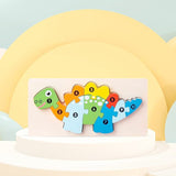 Detaliu piese puzzle lemn Stegosaurus Flippy, vopsea ecologică non-toxică, pentru copii 0-3 ani