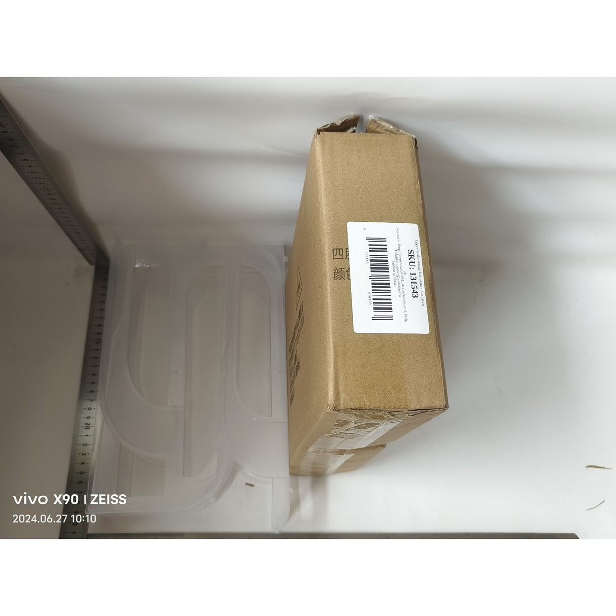 Suport Organizator pentru Oua, Vivimall, pentru Frigiderul, Patru straturi,  32x20x7 cm, Transparent - vivimall.ro