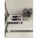 Set de 2 Rasnite electrice de Sare si Piper, Vivimall, cu Camere Depozitare Transparente, Macinare, Functionare pe Baterii, cu Lumina, ABS, 20x6.5 cm, Negru/Transparent - vivimall.ro