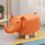 Taburet pentru Copii, Flippy, Scaun Tip Taburet, Model Elefant, din Lemn Masiv, Scaun pentru Copii, 30 x 25 x 25 cm, Portocaliu - vivimall.ro