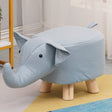 Taburet copii din lemn masiv model Elefant, tapițerie albastru deschis, 30x25x25 cm, vedere frontală
