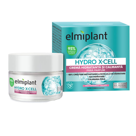 Crema Hidratanta si Calmanta Fara Parfum, Elmiplant, Hydro X-Cell, 50 ml - vivimall.ro