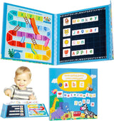 Carte educativă Flippy alfabet englez, material carton rigid, vedere spate cu detalii produs