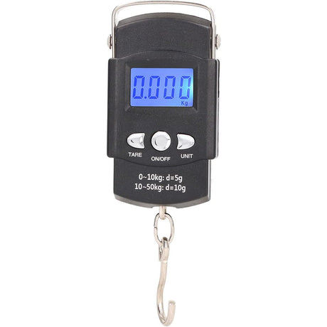 Cantar Digital De Mana Cu Carlig, Cantar Portabil, Pescuit, Cu Maner, Capacitate 50 Kg, Cu Metru Incorporat, 20.5 X 6 X 2.5 Cm, Negru - vivimall.ro