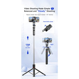 Selfie stick Flippy F16 extensibil, poziție trepied desfășurat, unghi lateral