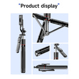 Trepied Selfie Stick, Flippy, Extensibil, Telecomanda Bluetooth Reincarcabila, Pentru Calatorii, Vlog Video si Fotografie, 30,6 x 7,6 x 3,5 cm, Negru - vivimall.ro