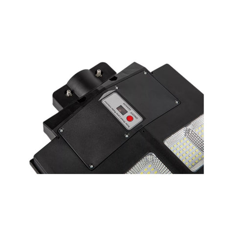 Lampa solara stradala Vivimall, cu telecomanda, senzor de miscare si lumina, suport prindere, 640 LED-uri, IP65, ABS, 20AH, 400W, temperatura culoare 6500K, 59.7x34.8x7.2 cm, autonomie 10-12 ore, negru - vivimall.ro
