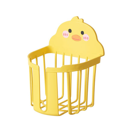 Suport pentru Hartie Igienica, Vivimall, din Plastic PP, Montare pe Perete cu Adeziv, Model Ratusca, 17.5x13.5x12 cm, Galben - vivimall.ro