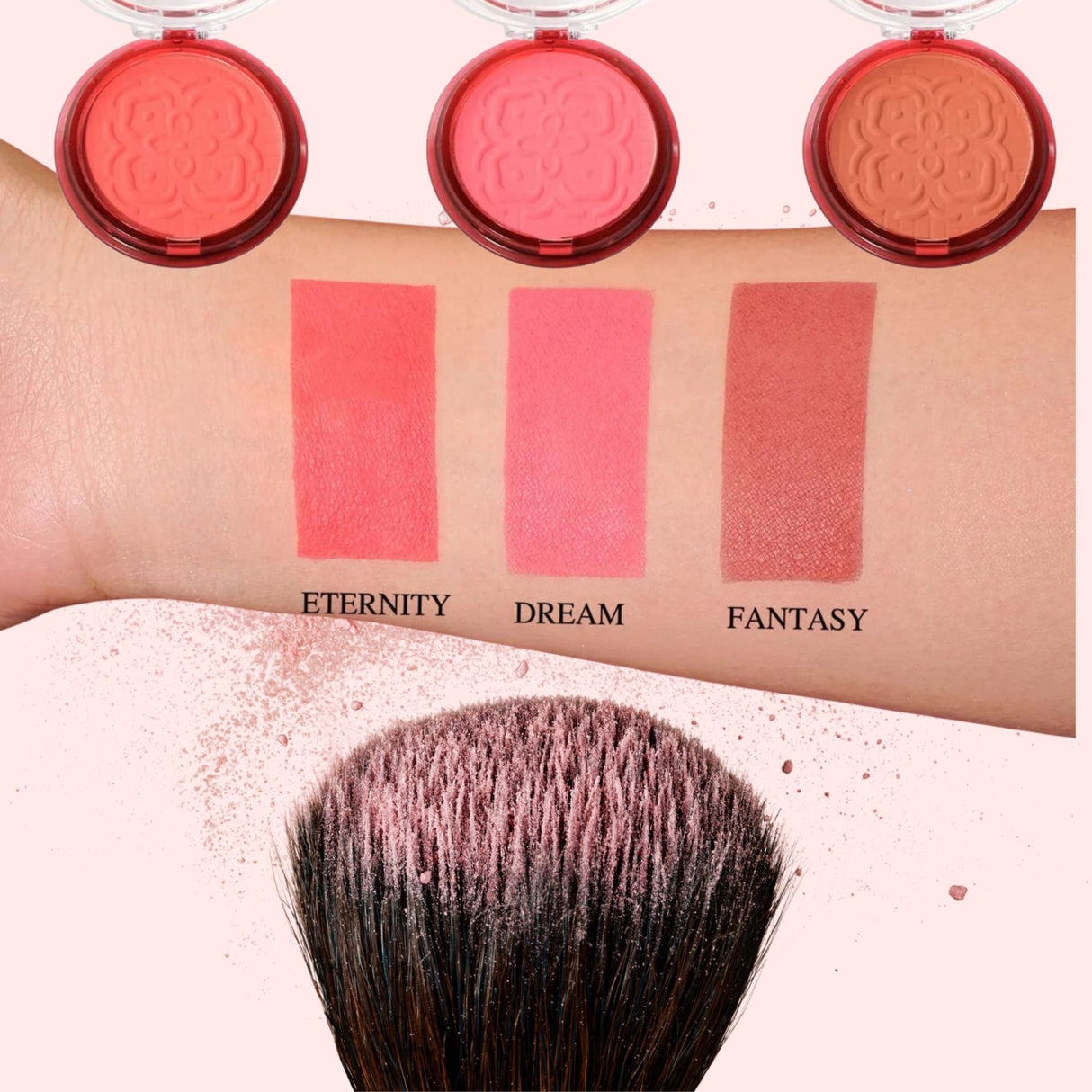Fard de Obraz, Kevin&Coco, Blush Compact, Textura Fina,  Pentru Toate Tipurile de Ten , 9.3 g,  7.5 x 7.5 x 2.1 cm, Model Eternity, Roz/Coral - vivimall.ro
