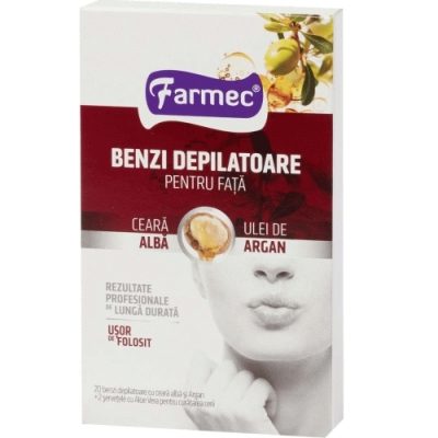 Farmec Argán Szőrtelenítő Gyantacsík Arcra 20 db, 2 adag Aloe Vera 8310