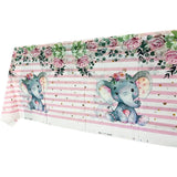 Fata de Masa, Vivimall, din Plastic, Imprimeu Elefanti, 180 x 108 cm, Roz - vivimall.ro