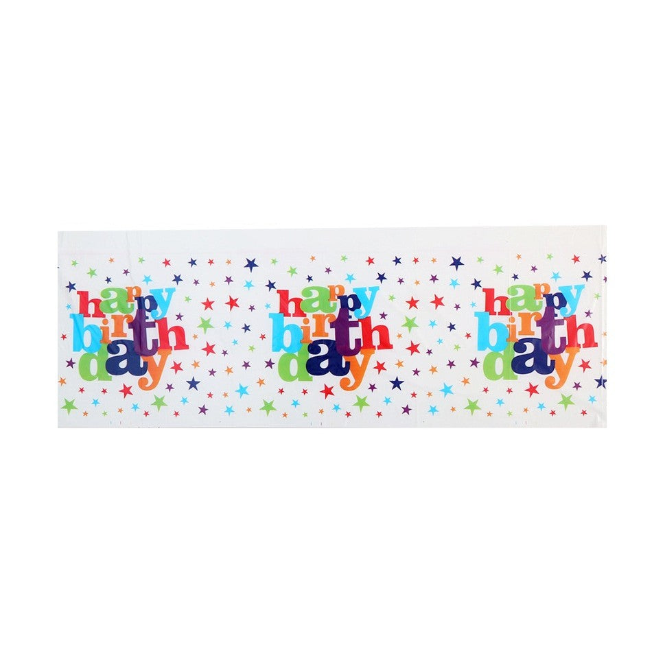 Fata de Masa Dreptunghiulara, Vivimall, Colectia Happy Birthday, 180 x 108 cm, din Plastic PE, Impermeabila, Multicolor - vivimall.ro