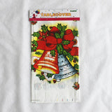 Fata de masa dreptunghiulara Vivimall, PVC, 2.5 mm grosime, imprimeu clopotei, potrivit pentru Craciun, utilizare multipla, 180 x 108 cm, alb - vivimall.ro