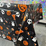 Fata de Masa, Vivimall, din Folie, Imprimeu Halloween - Boo, 137 x 183 cm, Negru - vivimall.ro