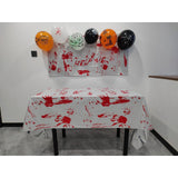 Fata de Masa, Vivimall, din Folie, Imprimeu Halloween - Help Me, 137 x 183 cm, Alb/Rosu - vivimall.ro