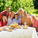 Fata de Masa, Vivimall, din Folie, Imprimeu Stele Aurii, Impermeabila, 137 x 183 cm, Alb - vivimall.ro