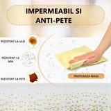 Fata de Masa, Vivimall, din PEVA, Imprimeu Buline, 137 x 274 cm, Impermeabila, Fara Pete, Curatare Rapida, Crem - vivimall.ro