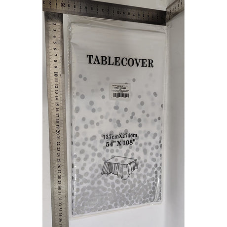 Fata de Masa, Vivimall, din PEVA, Imprimeu Buline, 137 x 274 cm, Impermeabila, Fara Pete, Curatare Rapida, Gri - vivimall.ro