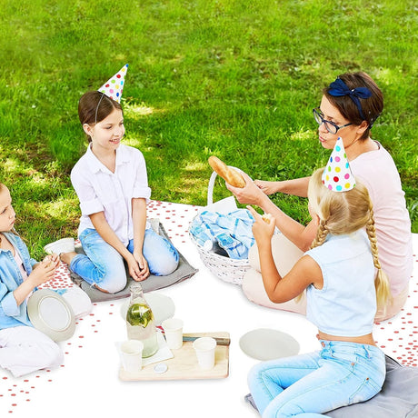 Fata de Masa, Vivimall, din PEVA, Imprimeu Buline, 137 x 274 cm, Impermeabila, Fara Pete, Curatare Rapida, Roz Gold - vivimall.ro