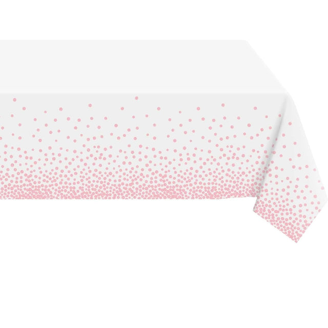 Fata de Masa, Vivimall, din PEVA, Imprimeu Buline, 137 x 274 cm, Impermeabila, Fara Pete, Curatare Rapida, Roz Gold - vivimall.ro