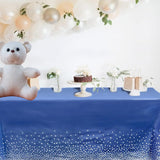 Fata de Masa, Vivimall, din PEVA, Imprimeu Buline Argintii, 137 x 274 cm, Impermeabila, Fara Pete, Curatare Rapida, Albastru Inchis - vivimall.ro