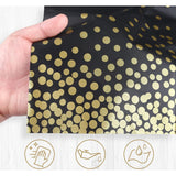 Fata de Masa, Vivimall, din PEVA, Imprimeu Buline Aurii, 137 x 274 cm, Impermeabila, Fara Pete, Curatare Rapida, Negru - vivimall.ro