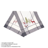 NU ARE - Fata de Masa Vivimall, Material In Brodat, cu Motiv mos Craciun si Reni, 85 x 85 cm, Gri - vivimall.ro