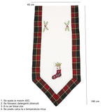 Fata de Masa Vivimall, Material In Brodat, cu Motive de Craciun Ghetute, 180 x 40 cm, Alb - vivimall.ro