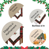 Fata de Masa Vivimall, Material In Brodat, cu Motive de Craciun Lumanari, 180 x 40 cm, Alb - vivimall.ro